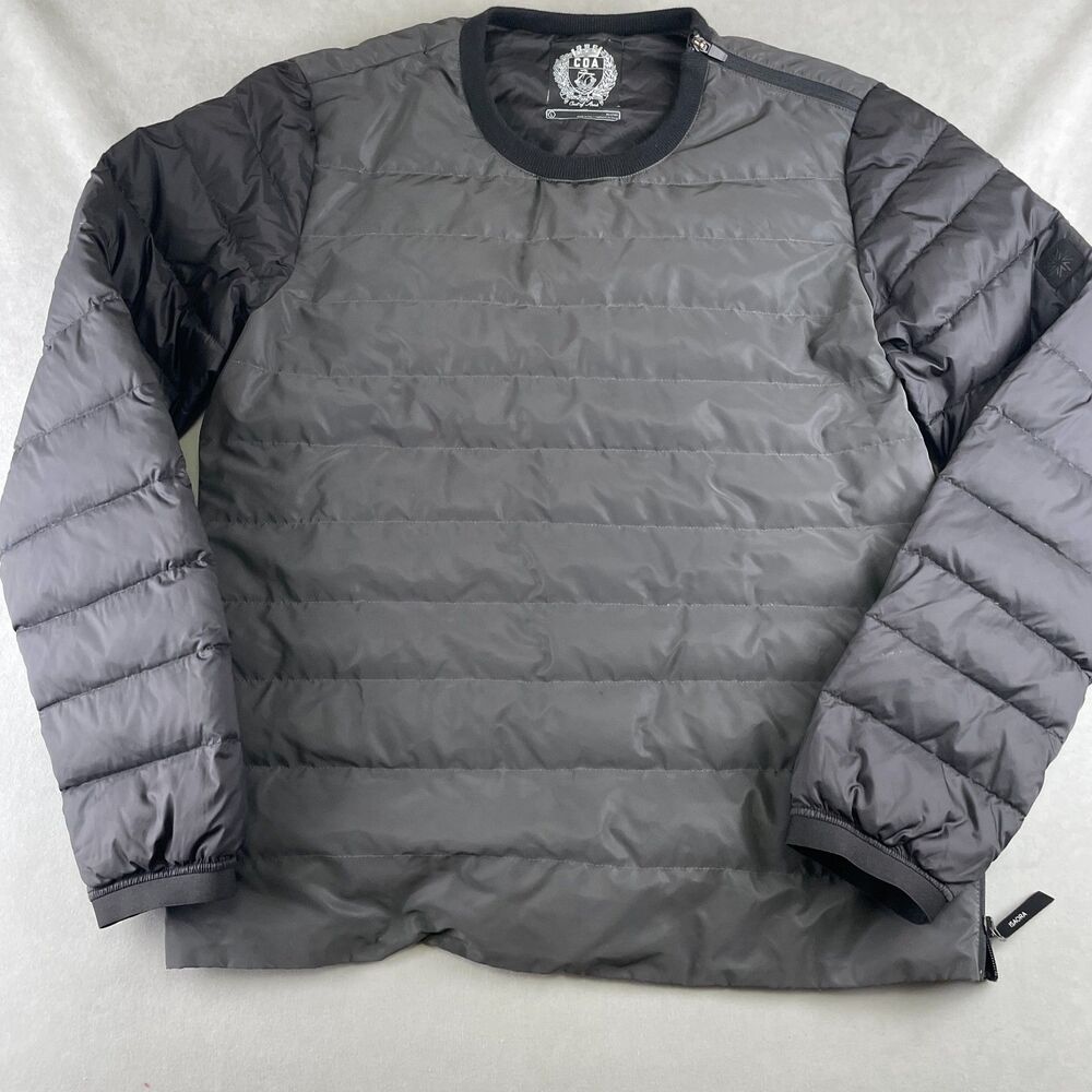 Kith x Isaora COA Down Crewneck Sweater Men L Gray Black Insulated Made in Italy